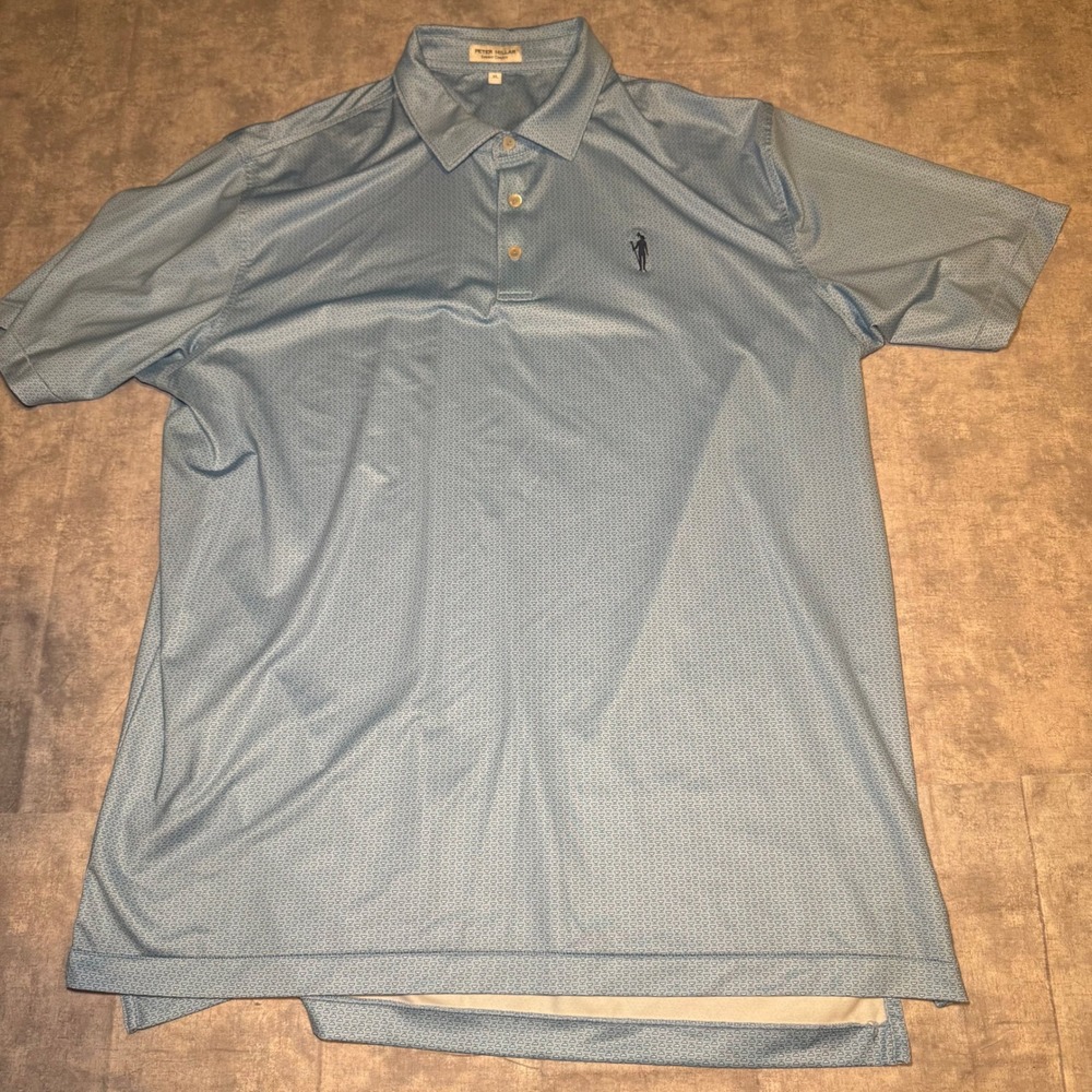 Peter Millar Summer Comfort Polo Shirt Mens XL Blue Geometric Golf Performance